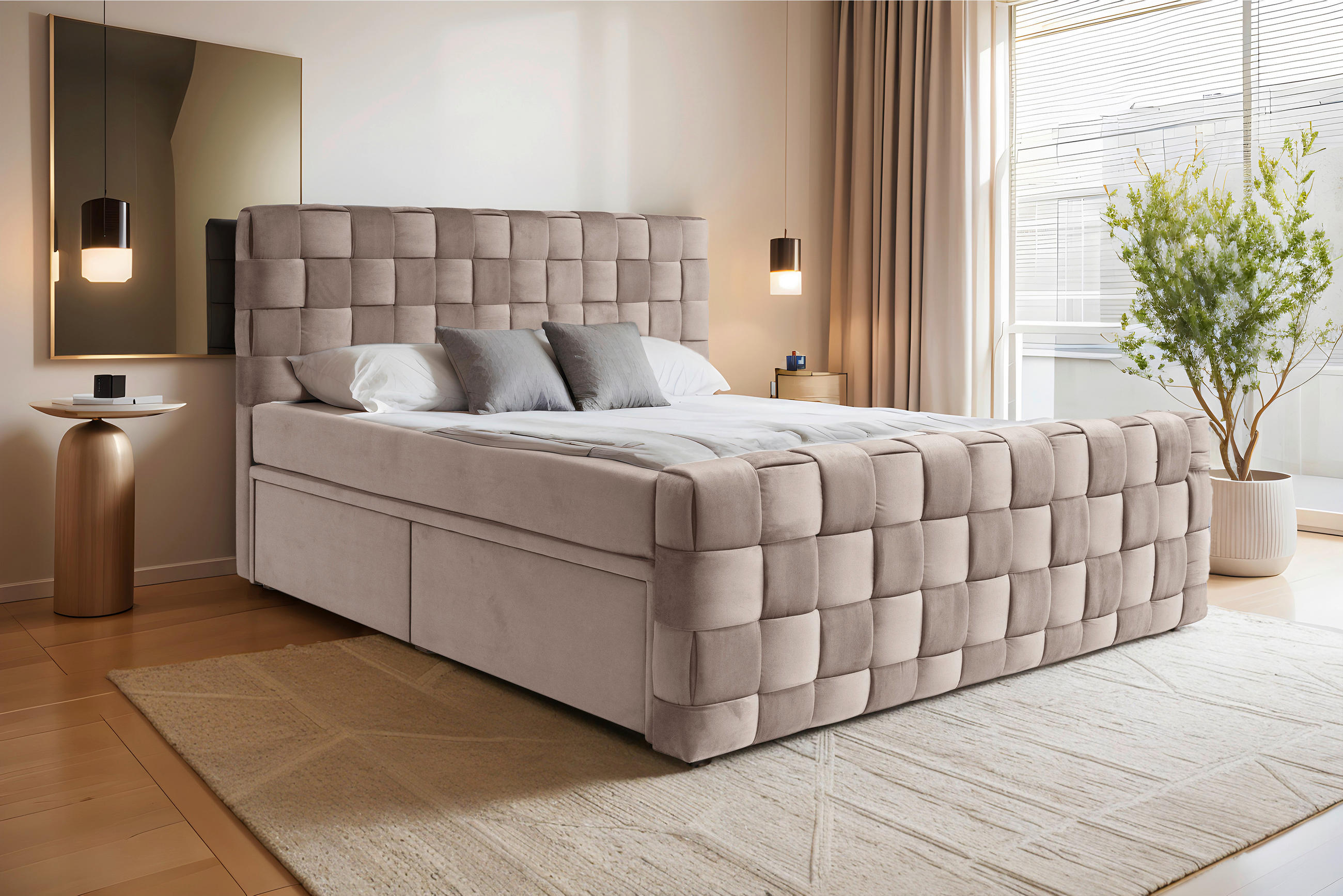 AMERICKÁ POSTEĽ, 160/200 cm, béžová - béžová, Modern, textil (160/200cm) - Livetastic