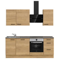 KÜCHENLEERBLOCK 210 cm   in Eichefarben, Schieferfarben  - Schieferfarben/Eichefarben, MODERN, Holzwerkstoff/Metall (210cm) - Nobilia