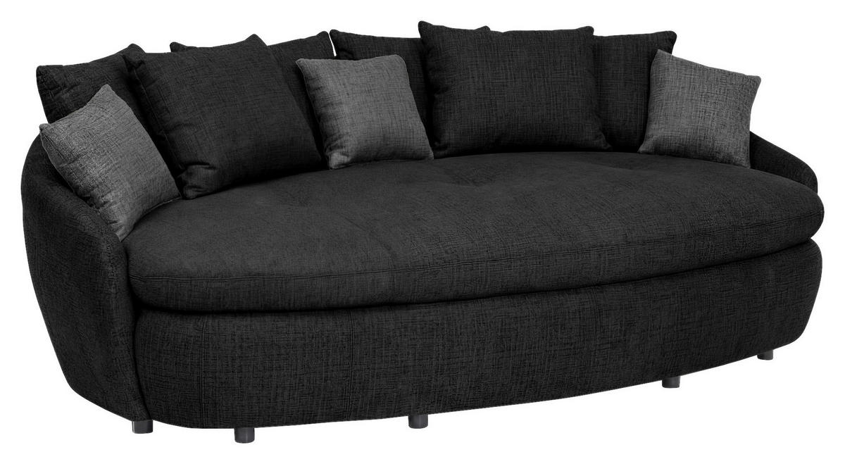 MEGASOFA Chenille Schwarz  - Schwarz, Trend, Kunststoff/Textil (238/80/140cm) - MID.YOU