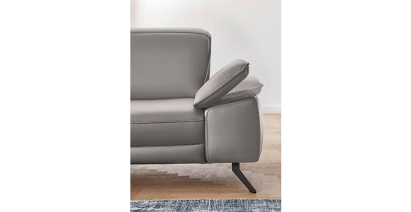 ECKSOFA in Echtleder Grau 193/328 cm - Schwarz/Grau, Design, Leder/Metall (193/328cm) - Dieter Knoll