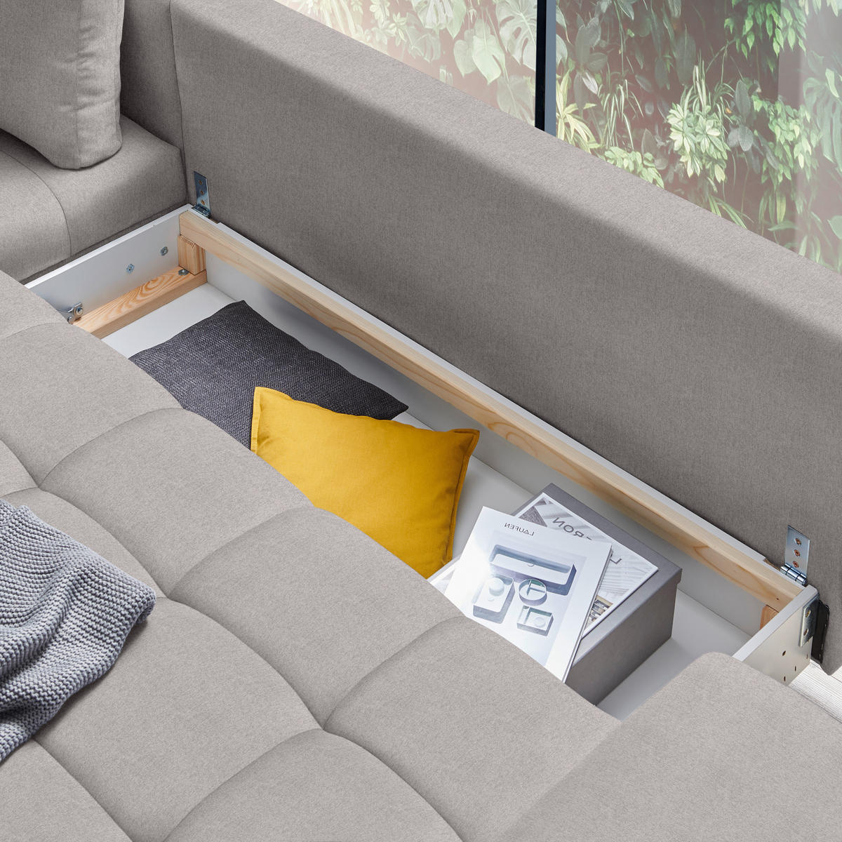 ECKSOFA in Webstoff Grau  - Schwarz/Grau, Design, Textil/Metall (212/315cm) - Carryhome