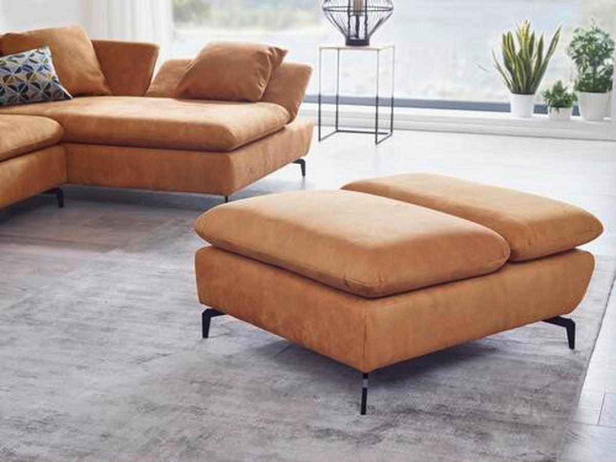 ECKSOFA in Flachgewebe Currygelb  - Currygelb/Schwarz, Design, Textil/Metall (315/200cm) - Chilliano