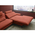 ECKSOFA  in Chenille, Flachgewebe Terracotta  284/180 cm  - Terracotta/Schwarz, Design, Textil/Metall (284/180cm) - Dieter Knoll