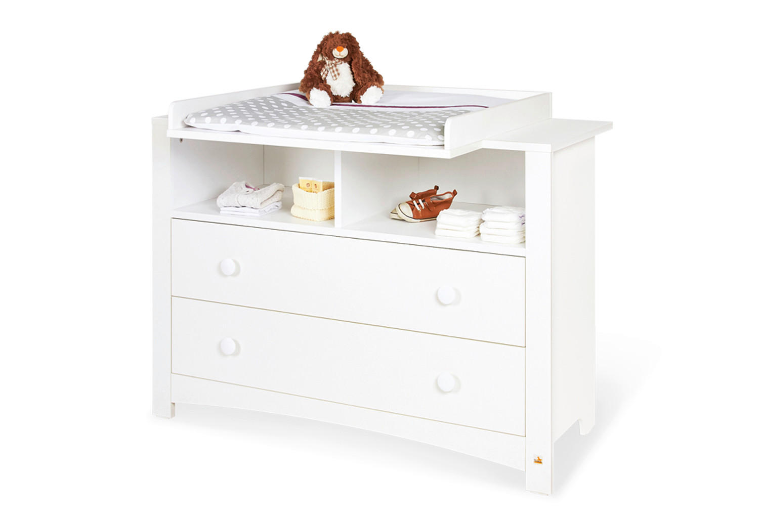 WICKELKOMMODE PINOLINO FLORENTINA Weiß  - Weiß/Rosa, ROMANTIK / LANDHAUS, Holzwerkstoff/Kunststoff (130/101/57-77cm) - Pinolino