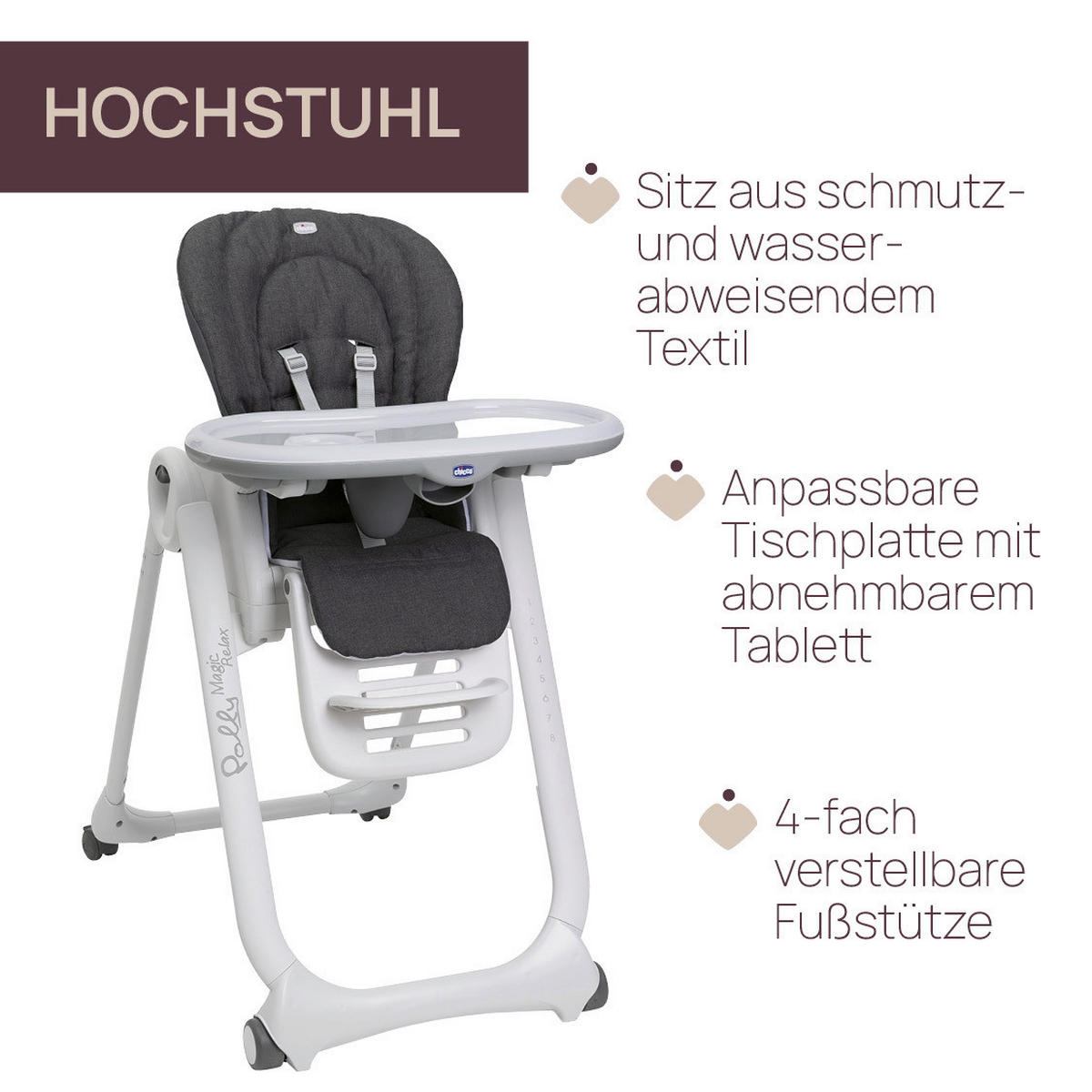 HOCHSTUHL POLLY MAGIC RELAX Grau  - Grau, Basics, Kunststoff/Metall (53/85/106/83,5cm) - Chicco