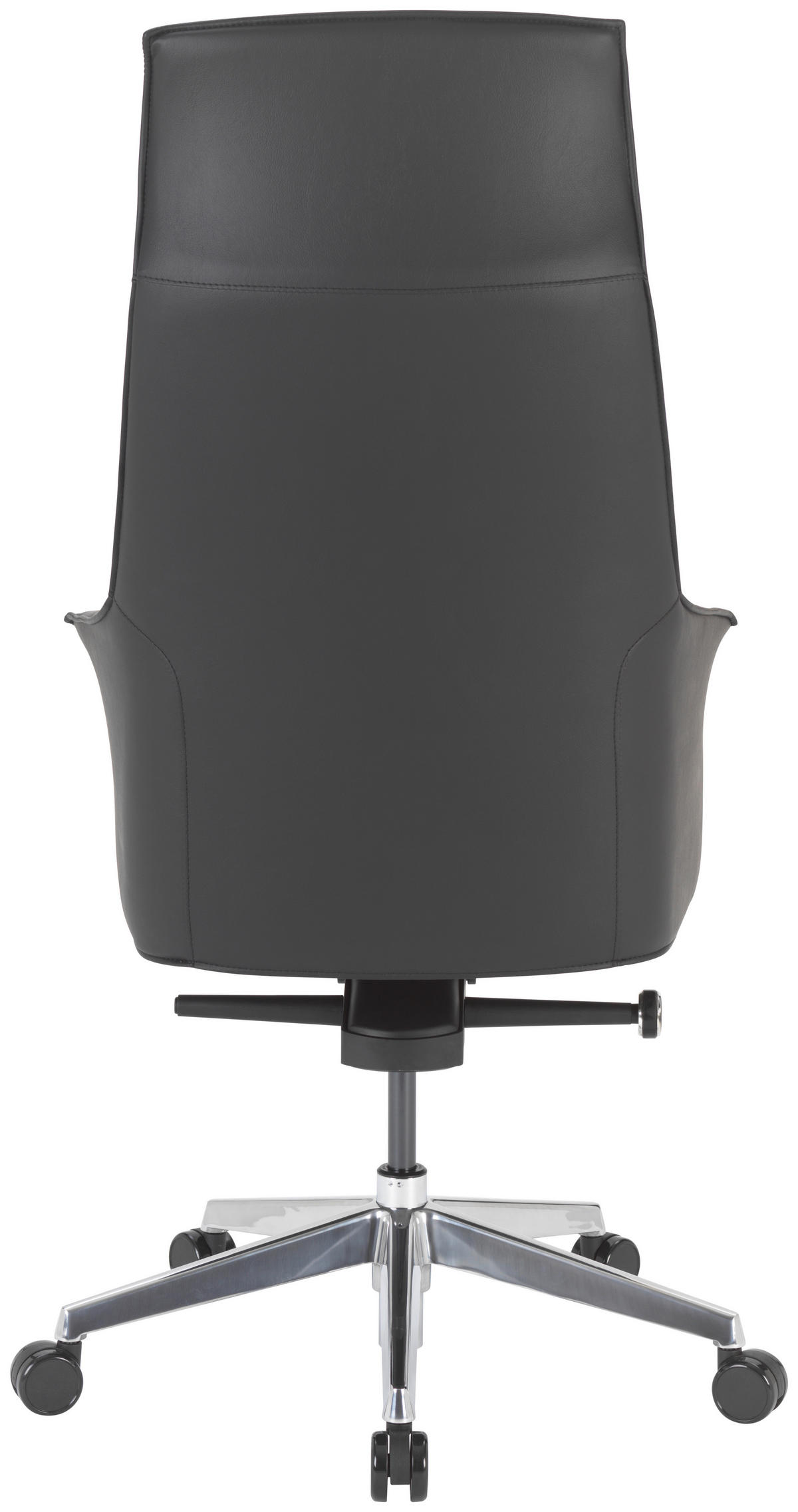 CHEFSESSEL Schwarz, Alufarben  - Silberfarben/Schwarz, KONVENTIONELL, Leder/Kunststoff (68/121-127/67cm) - Venda