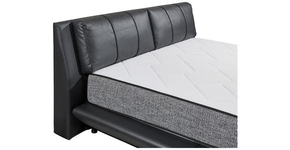 BOXBETT 180/200 cm,  in Schwarz, gepolstertes Kopfteil, Matratzen, Bettkasten, H3 + H4 = fest + sehr fest  - Schwarz, Design, Kunststoff/Textil (180/200cm) - Esposa
