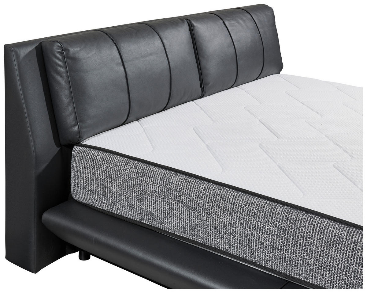 BOXBETT 180/200 cm,  in Schwarz, gepolstertes Kopfteil, Bettkasten, Matratzen, H3 + H4 = fest + sehr fest  - Schwarz, Design, Kunststoff/Textil (180/200cm) - Esposa