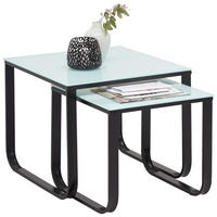 SET MIZ, bela, temno siva  - temno siva/bela, Design, kovina/steklo (45/55/45/55/45/40cm) - Carryhome