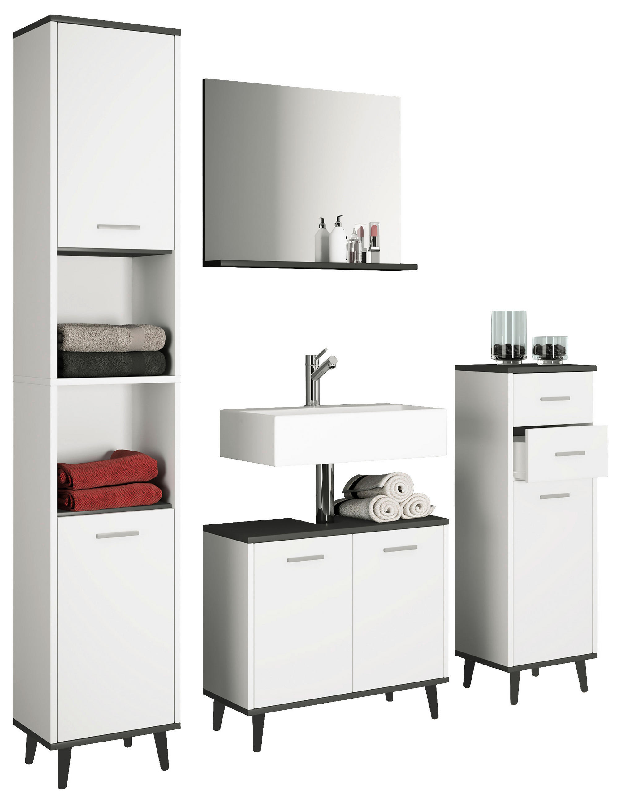 BADEZIMMER  in 124 cm  - Anthrazit/Weiß, MODERN, Holzwerkstoff (124cm) - MID.YOU