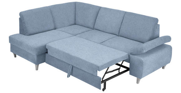 ECKSOFA in Flachgewebe Blau  - Blau/Silberfarben, KONVENTIONELL, Holz/Textil (186/255cm) - Cantus