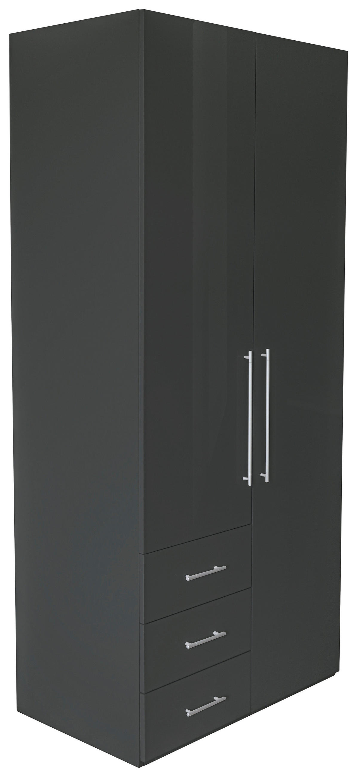 Xora SKRIŇA S OTOČNÝMI DVERAMI, antracitová s vysokým leskom, antracitová, 98/218,6/59,4 cm