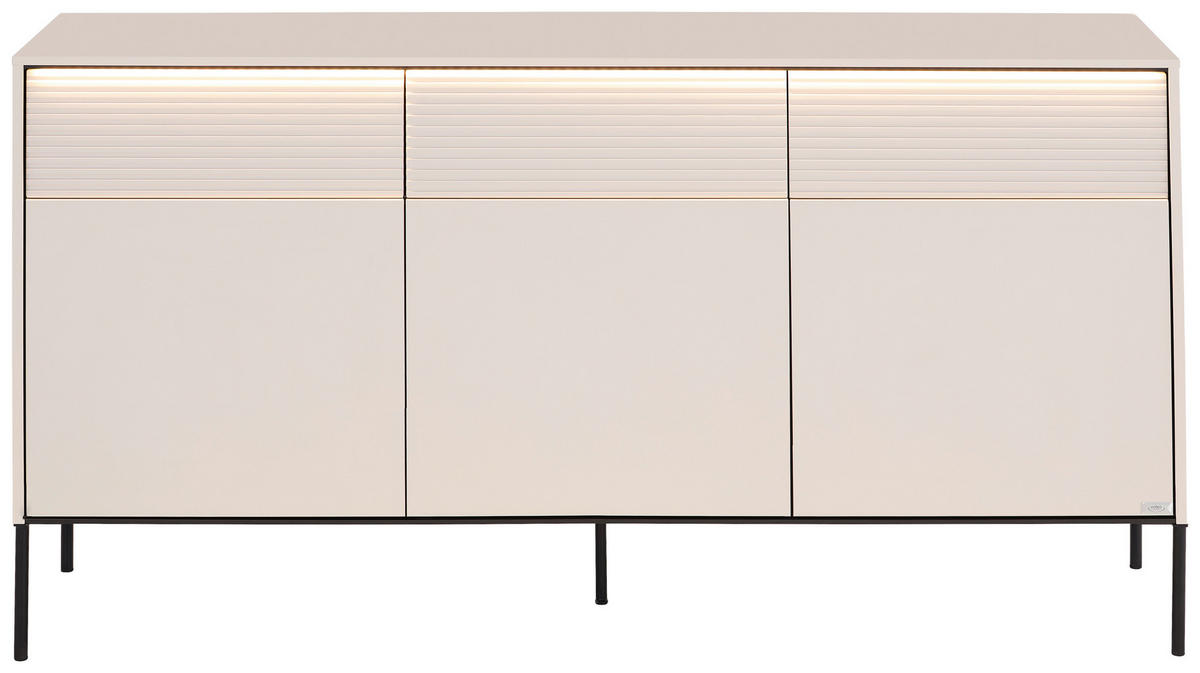 SIDEBOARD  167/85/40 cm 3 Schublade(n)  - Beige/Schwarz, Design, Holzwerkstoff/Metall (167/85/40cm) - Voleo