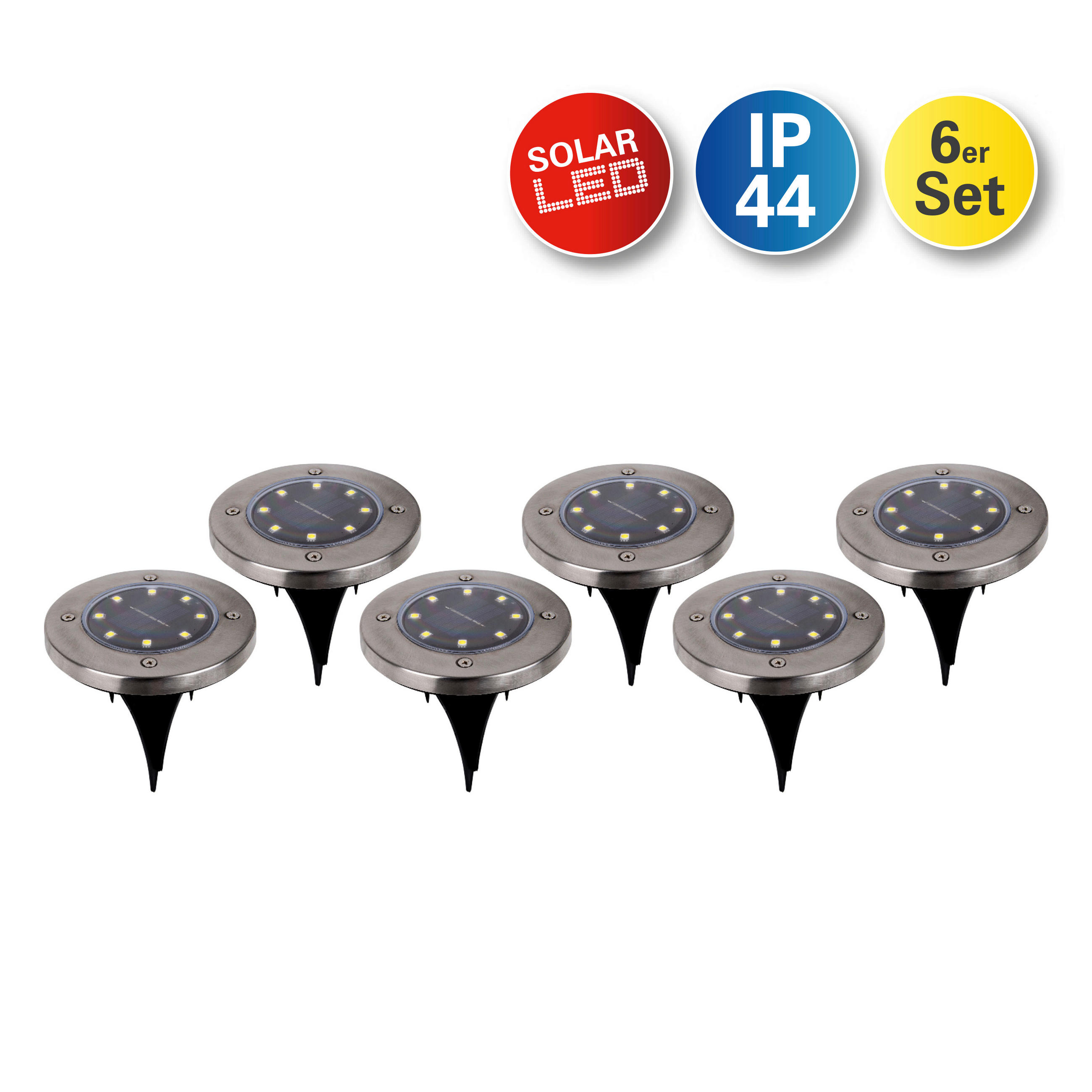 SOLARLEUCHTENSET 11,5/14 cm  6-teilig  - Edelstahlfarben, Basics, Kunststoff/Metall (11,5/14cm) - Näve