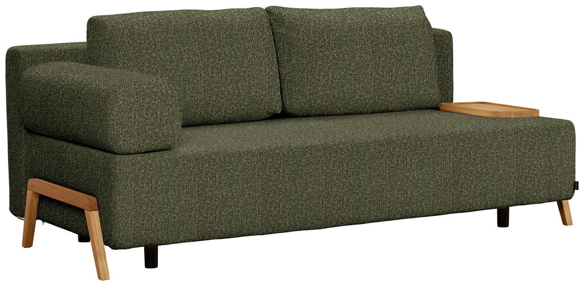SCHLAFSOFA Struktur Olivgrün  - Naturfarben/Olivgrün, Design, Holz/Textil (211/88/102cm) - Niels Andersson