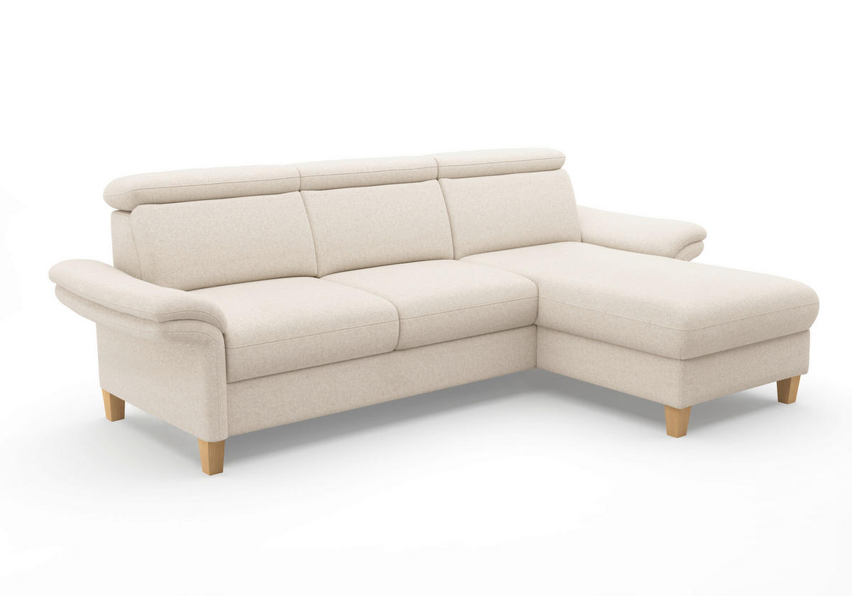 ECKSOFA GLENDALE E Creme Flachgewebe  - Eichefarben/Creme, KONVENTIONELL, Holz/Textil (253/166cm) - Sit & More