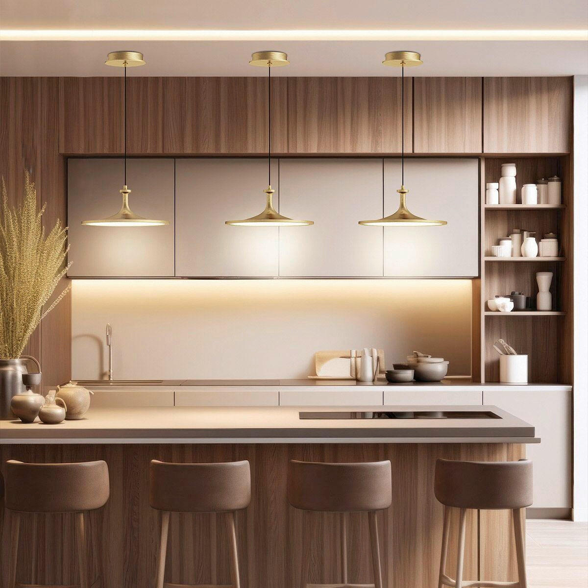 LED-HÄNGELEUCHTE Alora Mood 13,3/30,5 cm  - Goldfarben, Design, Kunststoff/Metall (13,3/30,5cm) - Elstead Lighting