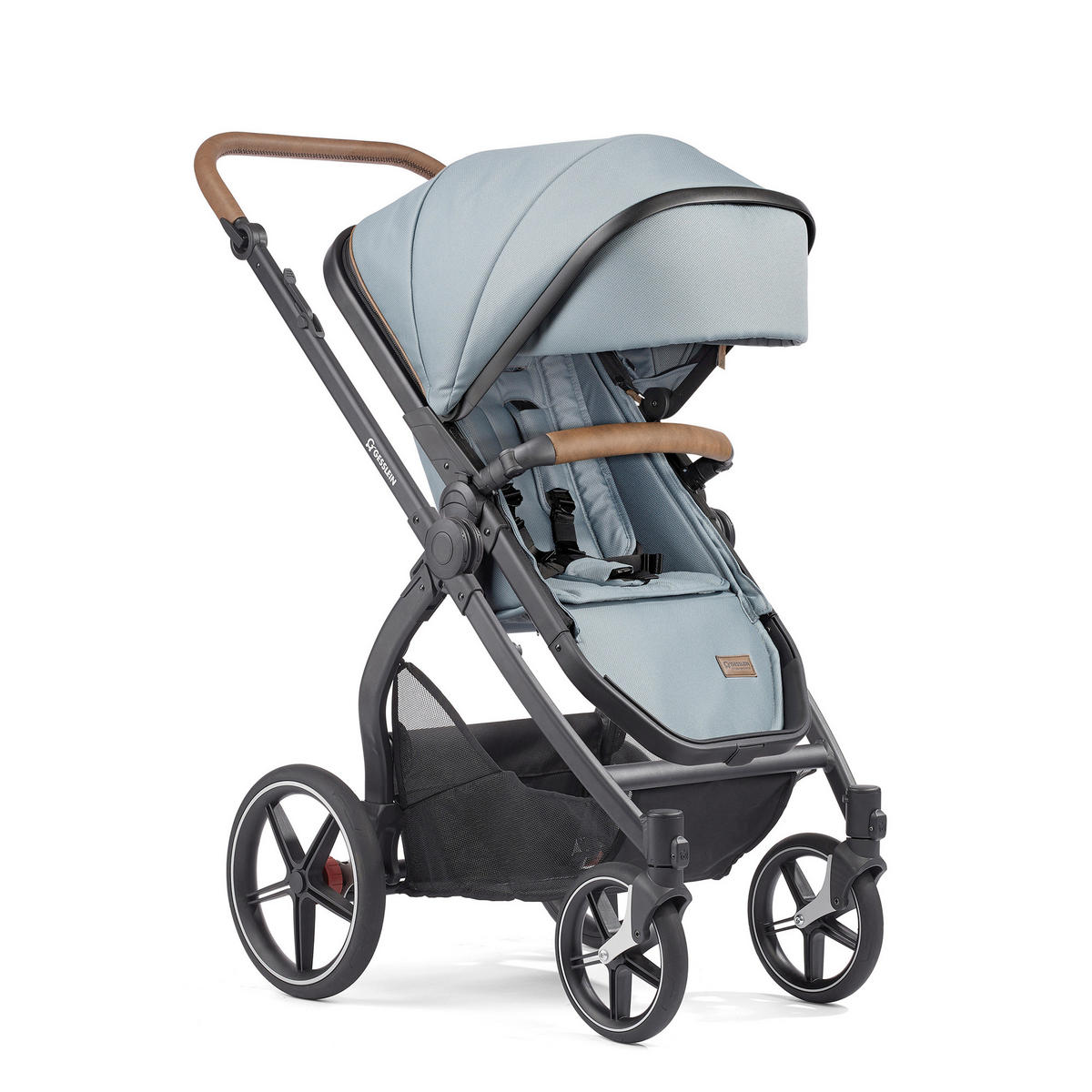 KINDERWAGENSET FX4 Life  - Petrol/Schwarz, Basics, Textil/Metall (57/129/100cm) - Gesslein