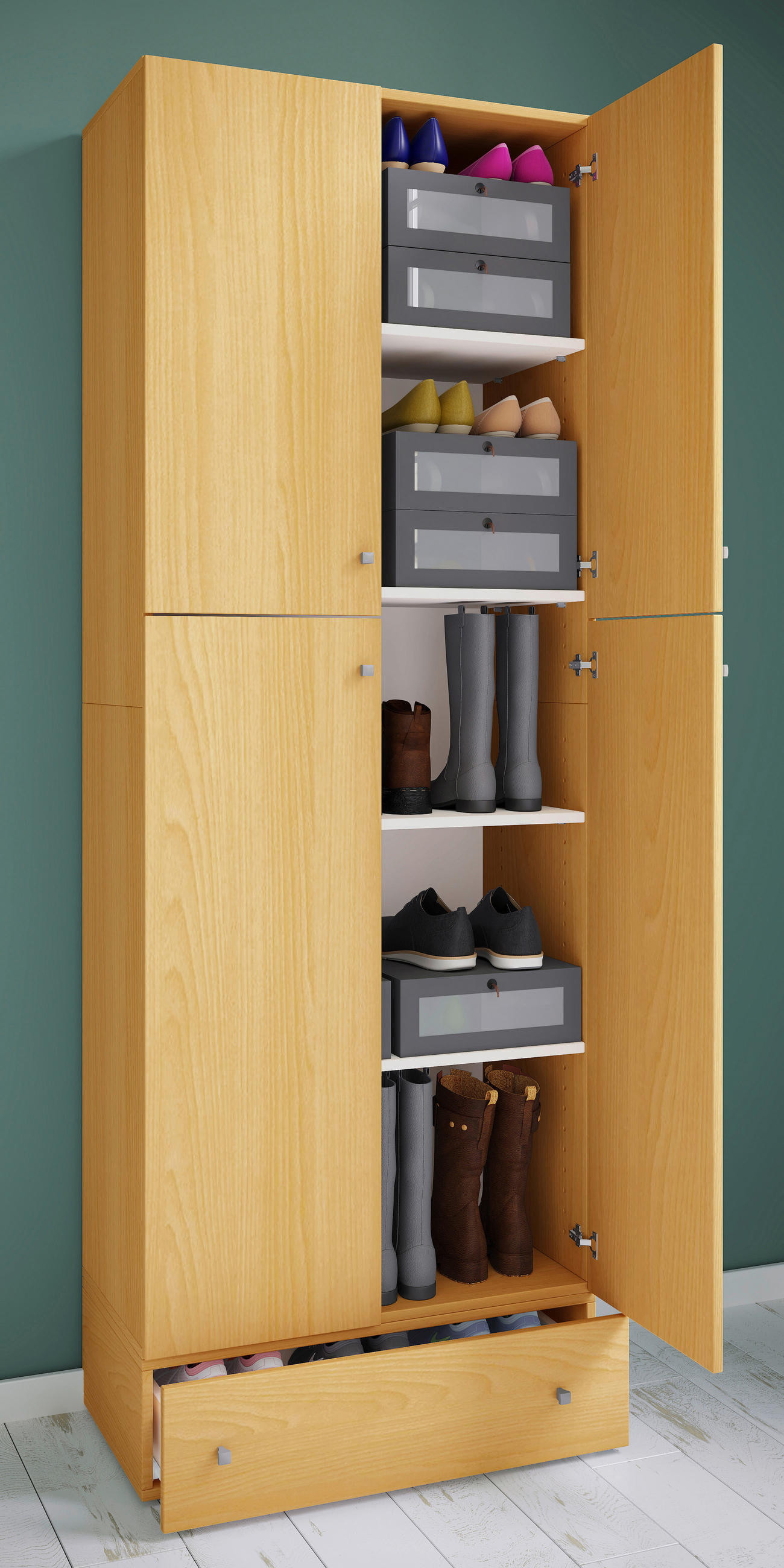 SKOSKÅP  i 70/200/39 cm  - bokfärgad/svart, Klassisk, trämaterial/plast (70/200/39cm) - MID.YOU