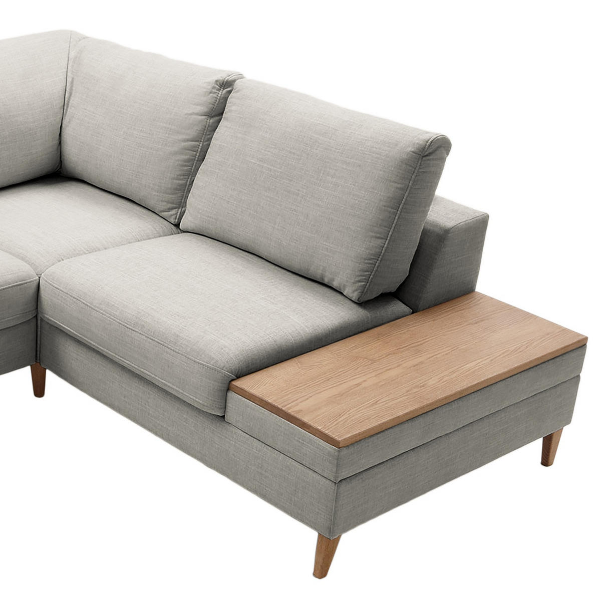 ECKSOFA in Webstoff Grau  - Eschefarben/Grau, Modern, Holz/Textil (260/90/204cm) - Trendmanufaktur