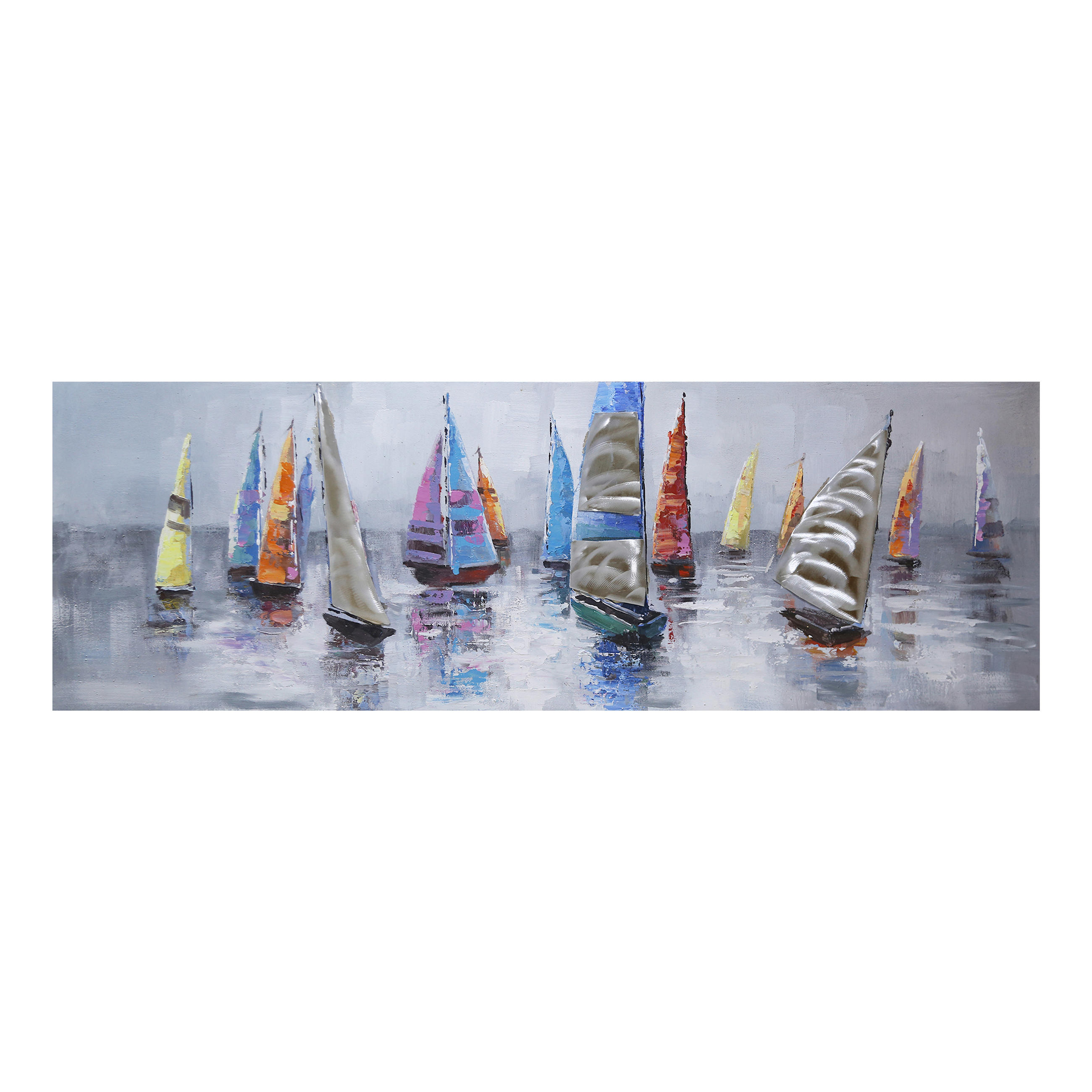 OLJNA SLIKA  150/55 cm   - modra/rumena, Konvencionalno, tekstil/les (150/55cm) - Monee