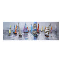 ÖLGEMÄLDE Sonstiges 150/55 cm  - Blau/Gelb, KONVENTIONELL, Holz/Textil (150/55cm) - Monee