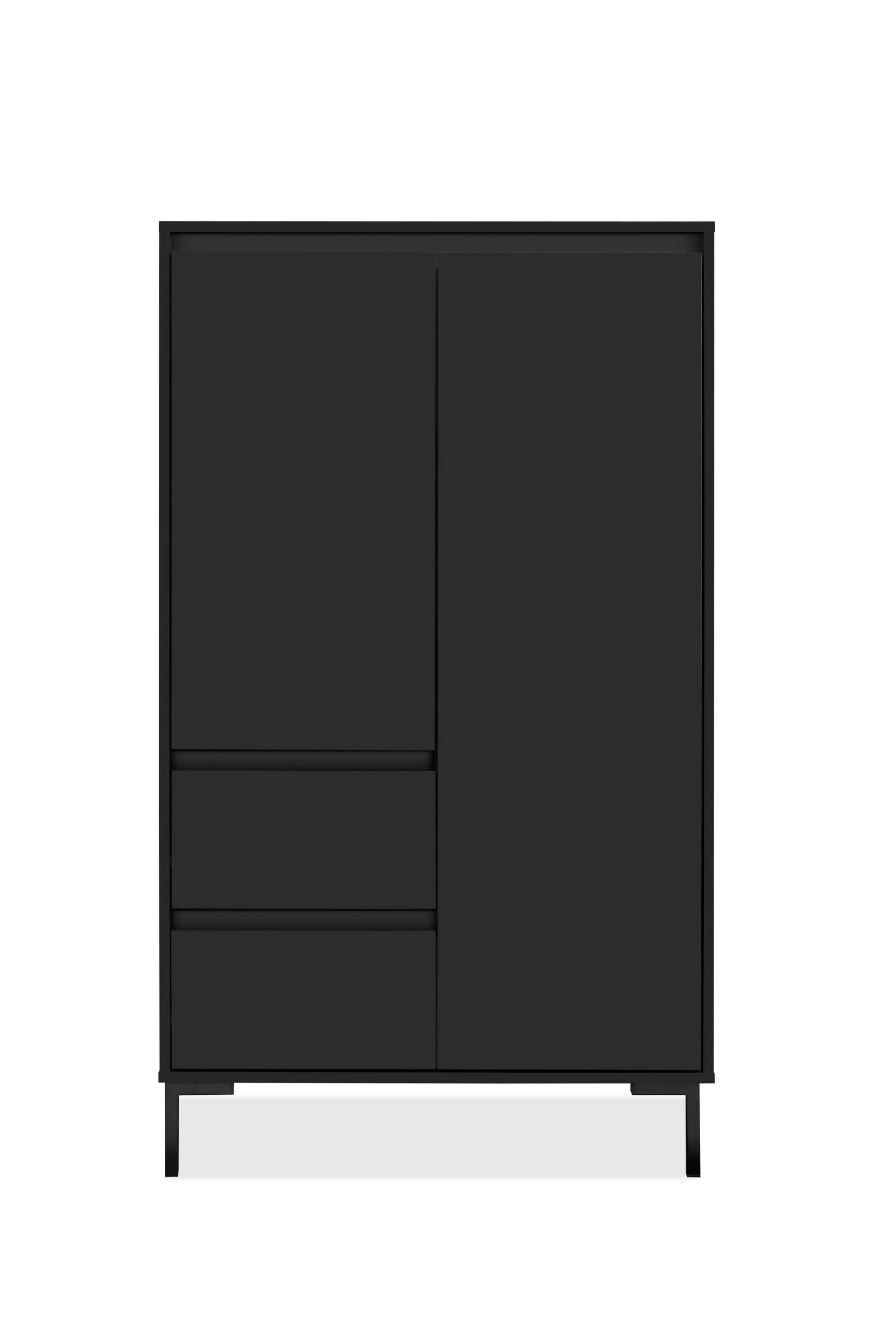 HIGHBOARD  81/139/40 cm 2 Schublade(n)  - Schwarz, Design, Holzwerkstoff/Metall (81/139/40cm) - MID.YOU