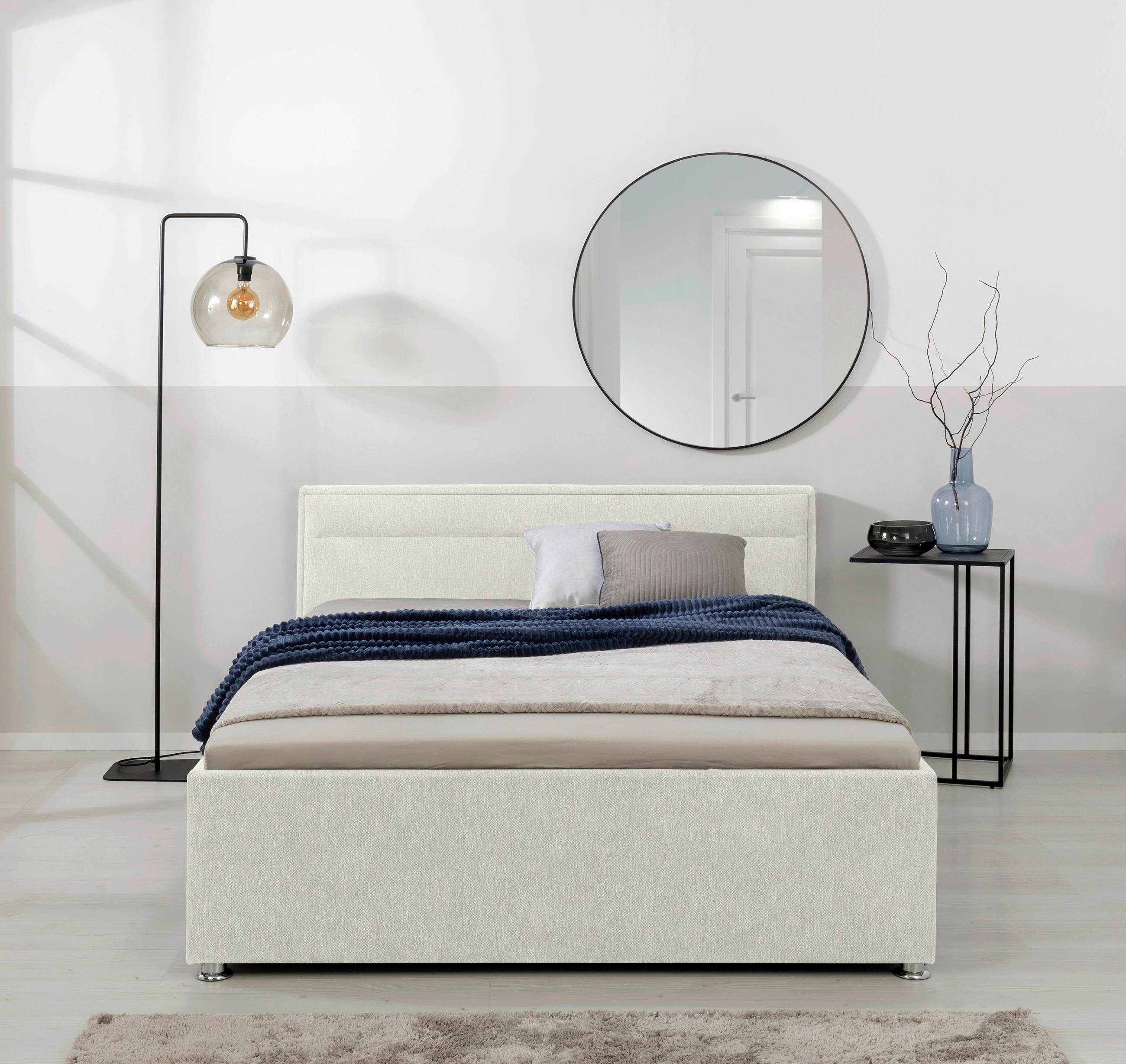 POLSTERBETT Matratze, Lattenrost, Bettkasten 140/200 cm  in Creme  - Creme, MODERN, Holz/Kunststoff (140/200cm) - MID.YOU