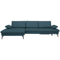 ECKSOFA in Echtleder Blau  157/325 cm  - Blau/Schwarz, Design, Leder/Metall (157/325cm) - Dieter Knoll