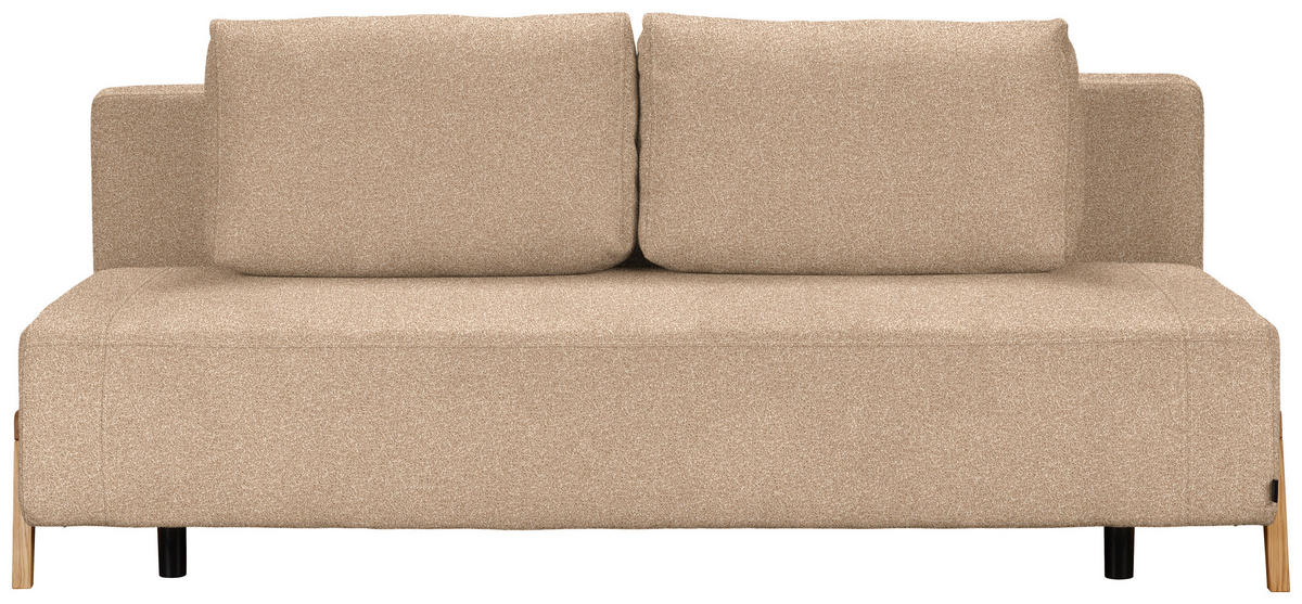 SCHLAFSOFA Bouclé Hellbraun  - Hellbraun/Naturfarben, Design, Holz/Textil (211/88/102cm) - Niels Andersson