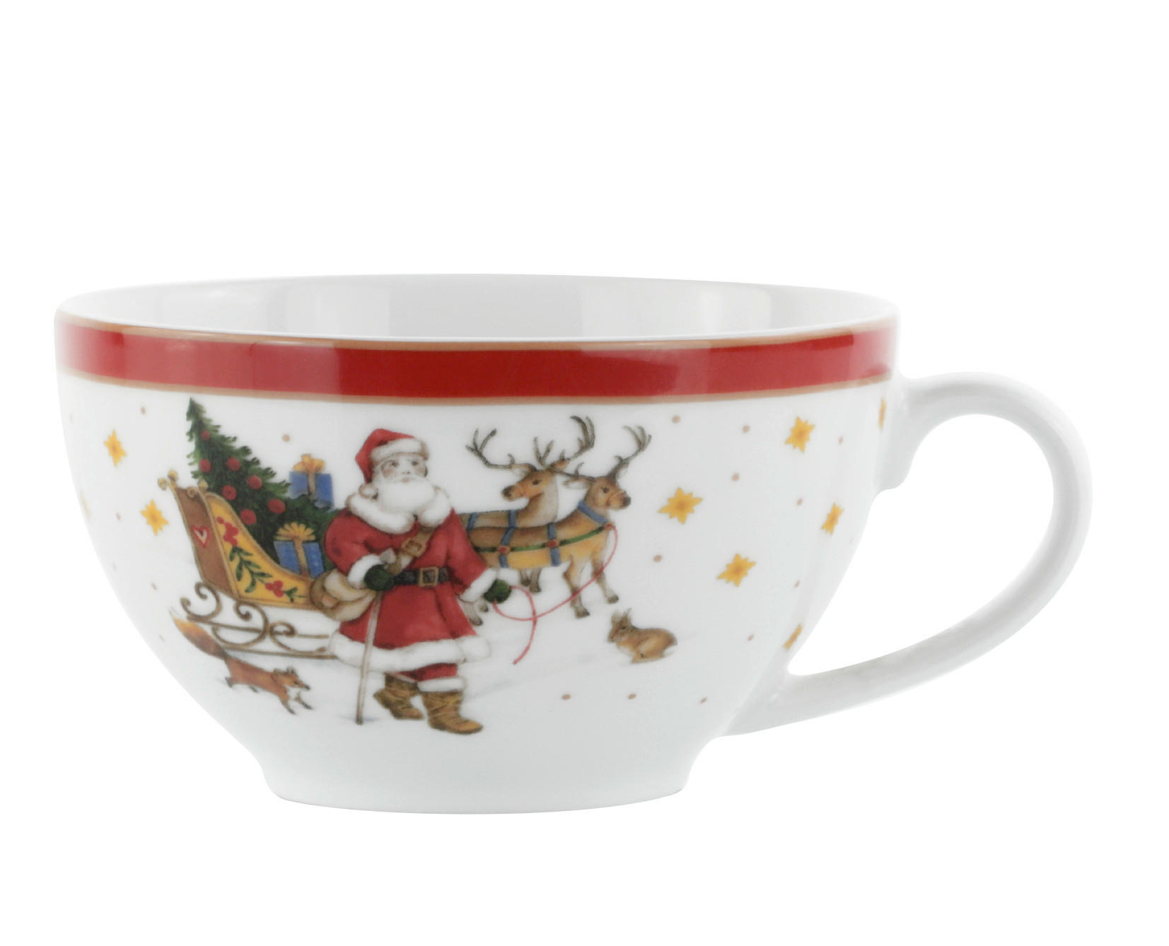 CAPPUCCINOTASSE   430 ml  - Rot/Weiß, KONVENTIONELL, Keramik (12/6,8cm) - X-Mas