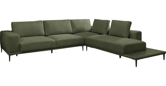 ECKSOFA  in Leinwand Grün  318/271 cm  - Schwarz/Grün, Design, Textil/Metall (318/271cm) - Belluti