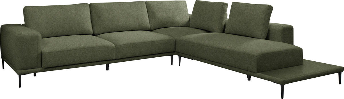 ECKSOFA  in Leinwand Grün  318/271 cm  - Schwarz/Grün, Design, Textil/Metall (318/271cm) - Belluti