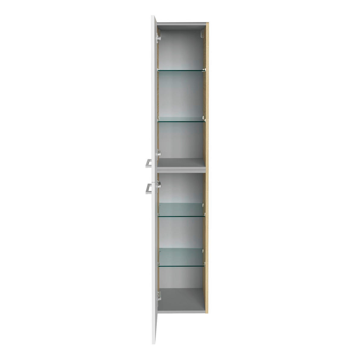 HOCHSCHRANK 30/162/31,8 cm  - Chromfarben/Weiß Hochglanz, Basics, Glas/Holzwerkstoff (30/162/31,8cm) - MID.YOU