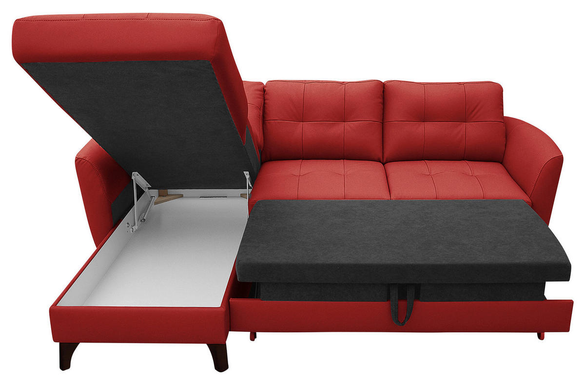 ECKSOFA in Lederlook Echtleder Rot  - Buchefarben/Rot, Design, Leder/Holz (238/168cm) - Livetastic