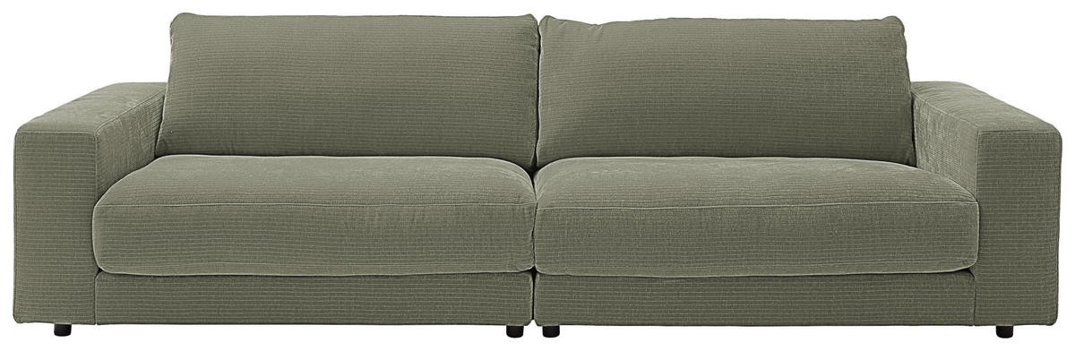 3-SITZER-SOFA in Chenille Grün  - Schwarz/Grün, Design, Kunststoff/Textil (290/86/127cm) - Lomoco