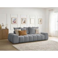 SCHLAFSOFA EVEREST  mit Armteil links, Armteil rechts Flachgewebe Dunkelgrau  - Dunkelgrau/Schwarz, MODERN, Kunststoff/Textil (278/115/90cm) - Livetastic