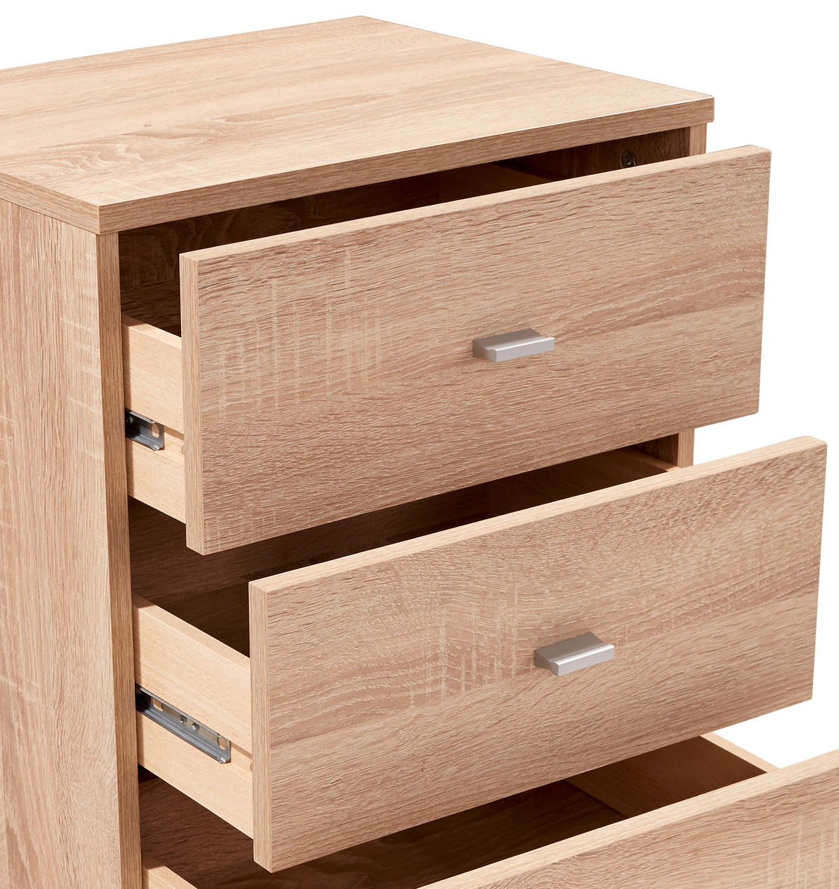 NACHTSCHRANK 50/54,8/34,6 cm  - Chromfarben/Eichefarben, KONVENTIONELL, Holzwerkstoff/Kunststoff (50/54,8/34,6cm)