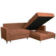 ECKSOFA Terracotta Struktur  - Terracotta/Schwarz, KONVENTIONELL, Textil/Metall (230/164cm) - Carryhome