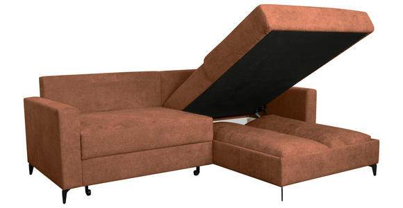 ECKSOFA Terracotta Struktur  - Terracotta/Schwarz, KONVENTIONELL, Textil/Metall (230/164cm) - Carryhome