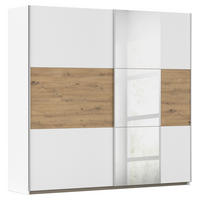 SCHWEBETÜRENSCHRANK 218/210/59 cm 2-türig Klar, Weiß, Eiche Artisan  - Klar/Alufarben, KONVENTIONELL, Holzwerkstoff/Metall (218/210/59cm)