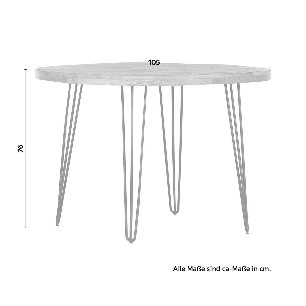 JEDÁLENSKÝ STÔL, mangové drevo, prírodná farba, 105/105/76 cm - čierna/prírodná farba, Lifestyle, kov/drevo (105/105/76cm) - Zandiara