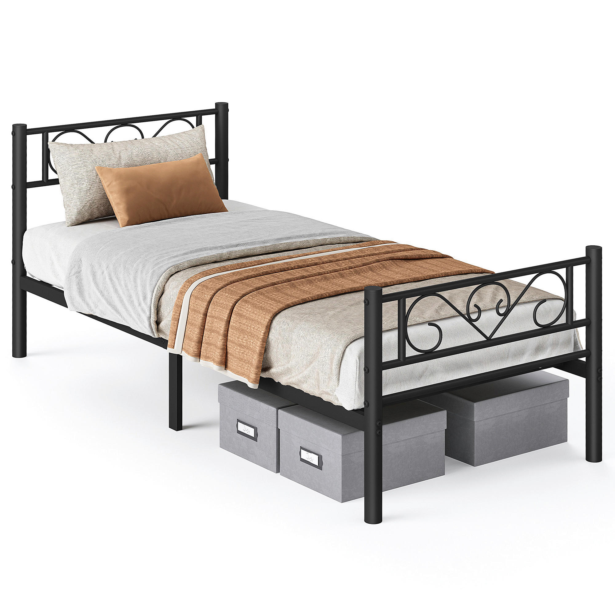 Boxxx Metallbett Schwarz 90x200 cm