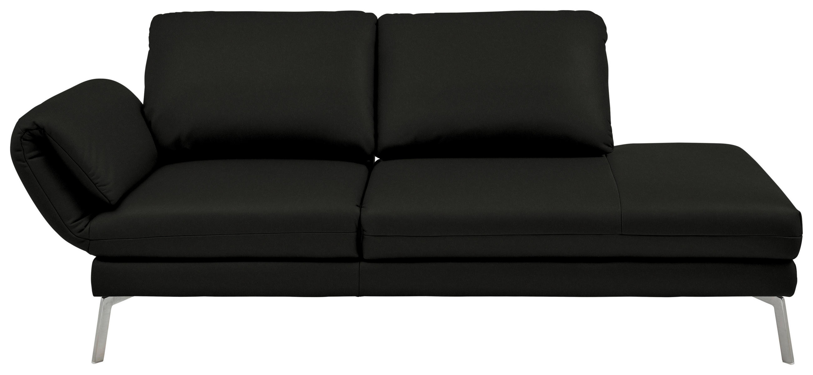 RÉCAMIERE in Echtleder Schwarz  - Chromfarben/Schwarz, Design, Leder/Metall (209/85-109/95-16cm) - Dieter Knoll