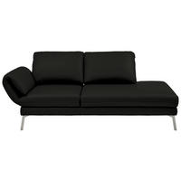 RÉCAMIERE in Echtleder Schwarz  - Chromfarben/Schwarz, Design, Leder/Metall (209/85-109/95-16cm) - Dieter Knoll