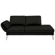 RÉCAMIERE in Echtleder Schwarz  - Chromfarben/Schwarz, Design, Leder/Metall (209/85-109/95-16cm) - Dieter Knoll