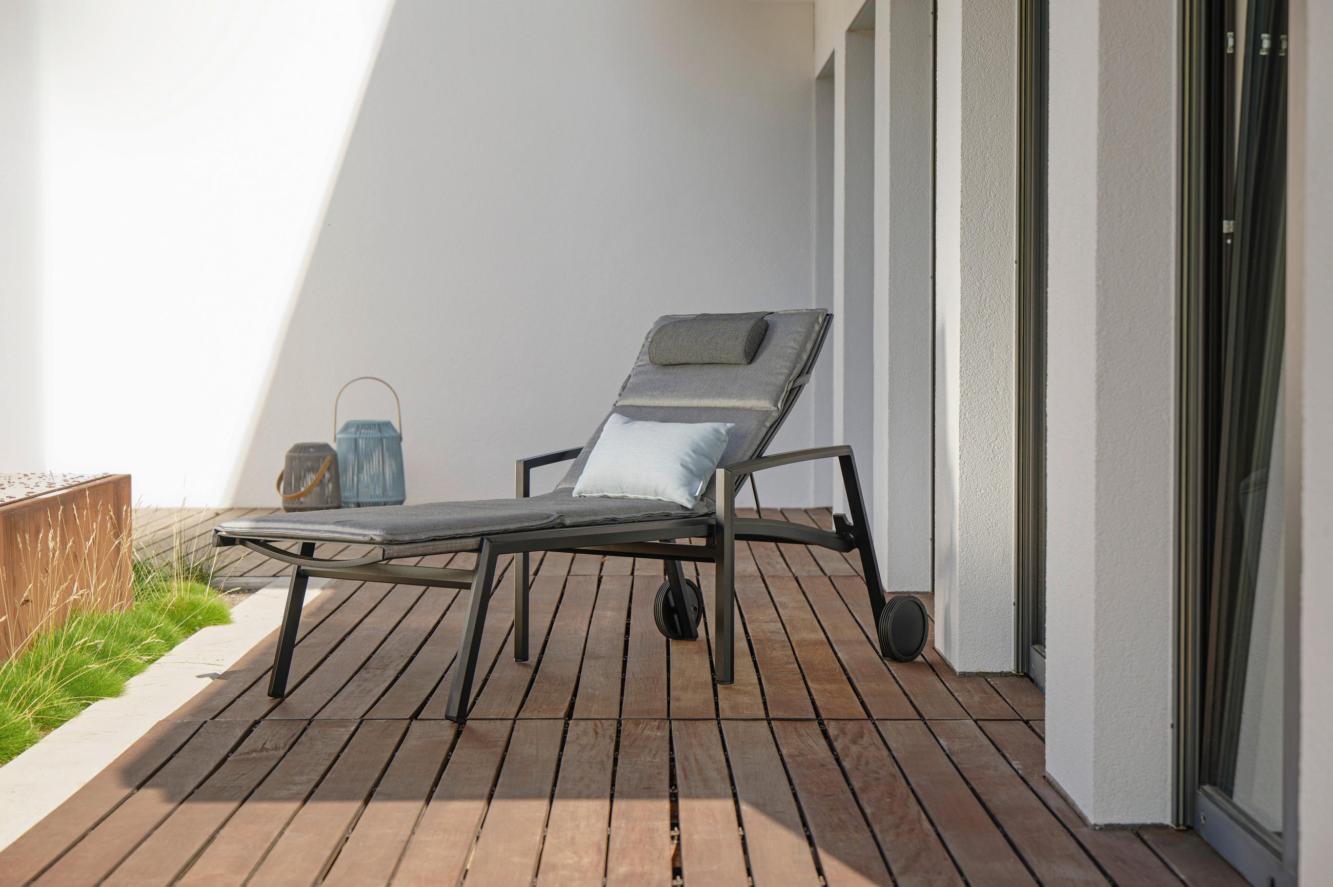 GARTENLIEGE 205/65/83 cm - Anthrazit, KONVENTIONELL, Textil/Metall (205/65/83cm) - Stern