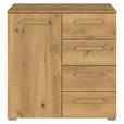 KOMMODE  in 80/81/42 cm  - Eichefarben/Silberfarben, Design, Holzwerkstoff/Kunststoff (80/81/42cm) - Novel