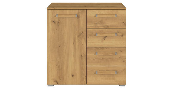 KOMMODE  in 80/81/42 cm  - Eichefarben/Silberfarben, Design, Holzwerkstoff/Kunststoff (80/81/42cm) - Novel