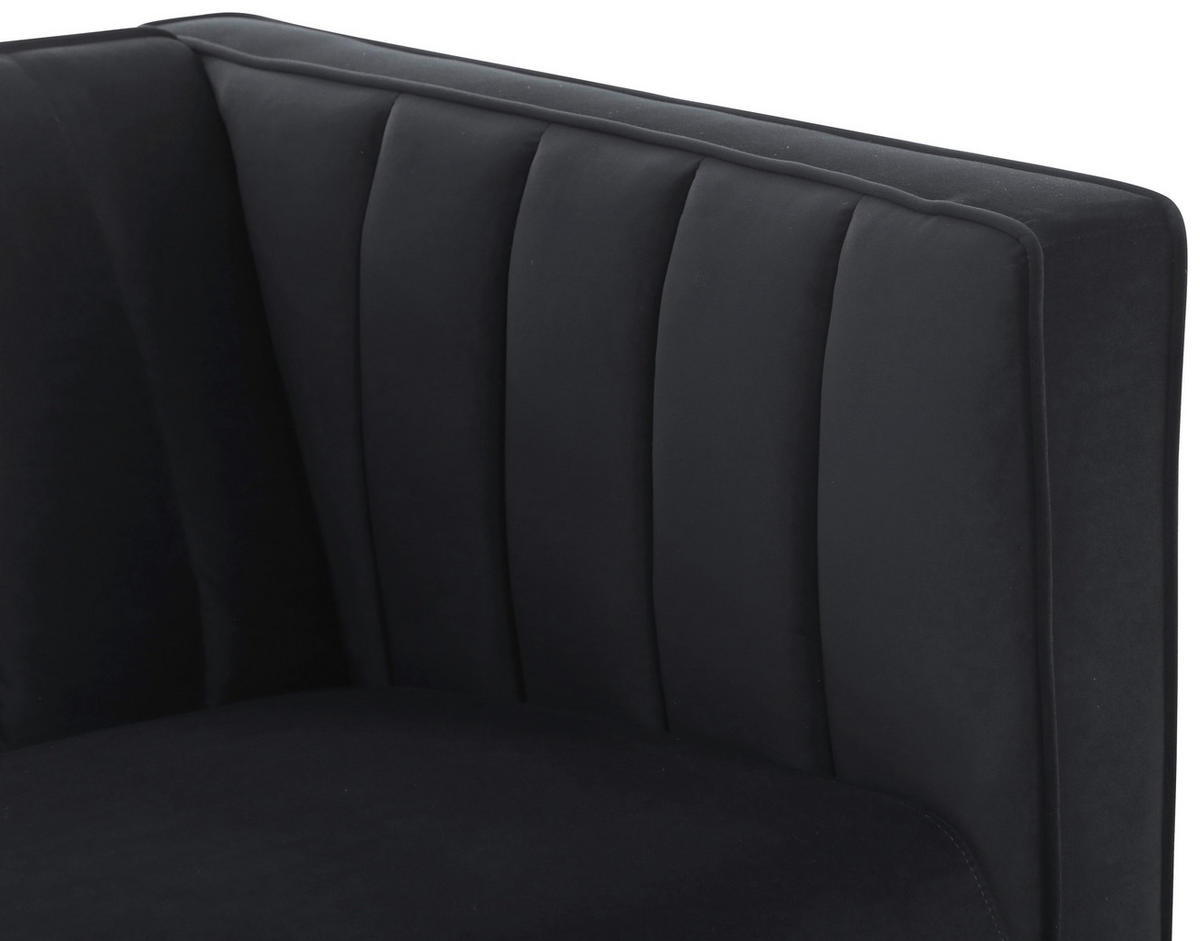 3-SITZER-SOFA Samt Schwarz  - Goldfarben/Schwarz, Design, Textil/Metall (204/75/85cm) - Livetastic